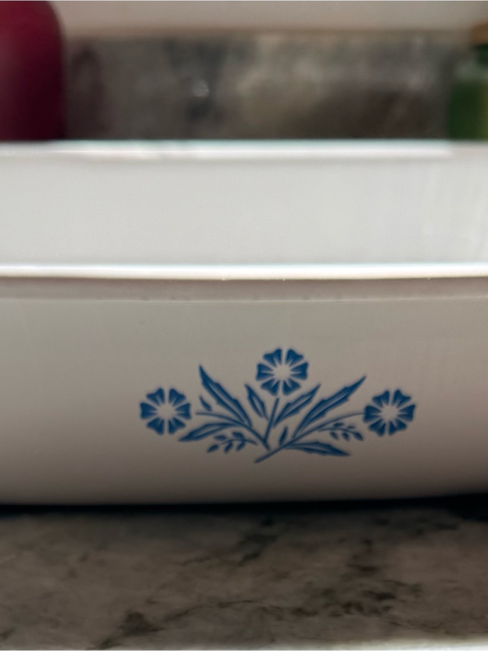 Vintage Large CorningWare Blue Floral Ceramic Open Roaster Baking Dish